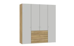 Drehtürenschrank Longline, hellgrau/Eiche-Nachbildung