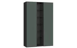 Drehtürenschrank Longline, schwarz/graugrün