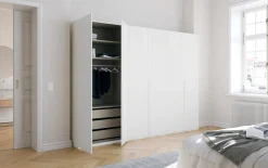 Drehtürenschrank Purisma, weiß, 301 x 223 cm, inkl. umfangreicher Zusatzausstattung