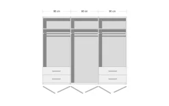 Drehtürenschrank Skandi, seidengrau, 271 x 210 cm, inkl. 4 Schubkästen