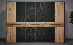 Drehtürenschrank Steel, Wildeiche gebürstet, Schrank 299 x 222 cm