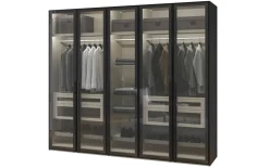 Drehtürenschrank Topline, novaschwarz, Breite 253 cm