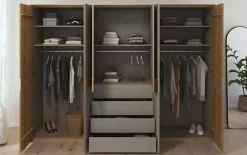 Drehtüreschrank Maleta, Asteiche teilmassiv/fango, 301 x 223 cm