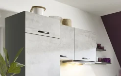 Einbauküche Bailo, beton hell Nachbildung, inkl. Elektrogeräte