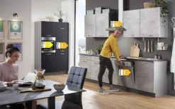 Einbauküche Bailo/Wida, Beton hell Nachbildung, inkl. Elektrogeräte