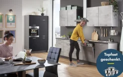 Einbauküche Bailo/Wida, Beton hell Nachbildung, inkl. Elektrogeräte