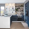Einbauküche Esilia, fjordblau, inkl. AEG Elektrogeräte