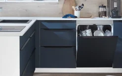 Einbauküche Esilia, fjordblau, inkl. AEG Elektrogeräte