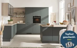 Einbauküche Esilia, mineralgrün ultramatt, inkl. Bosch Elektrogeräte