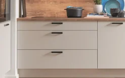 Einbauküche Esilia, sand ultramatt, inkl. AEG Elektrogeräte