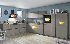 Einbauküche Esilia, taupegrau, inkl. Siemens Elektrogeräte