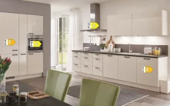 Einbauküche Felde, magnolia Hochglanz, inkl. Elektrogeräte
