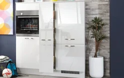 Einbauküche Flash, Hochglanz seidengrau, inkl. Neff Elektrogeräte
