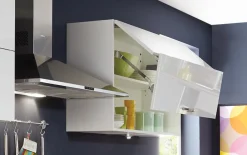 Einbauküche Flash, Hochglanz seidengrau, inkl. Neff Elektrogeräte