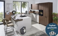 Einbauküche Forst/Rosian, sand/Nussbaum Nachbildung, inkl. AEG Elektrogeräte