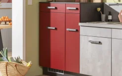 Einbauküche IP 1200, beton Nachbildung/burgundrot, inkl. Elektrogeräte