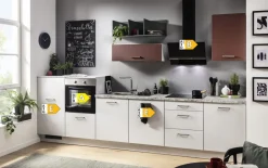 Einbauküche IP 1200, space grey/burgundrot, inkl. Elektrogeräte