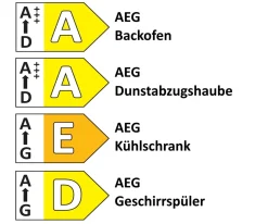 Einbauküche Laser Brillant/Uno, weiß/schwarz, inkl. AEG Elektrogeräte