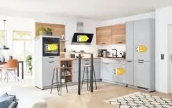 Einbauküche Laser/Structura, steingrau Lack matt, inkl. Elektrogeräte