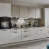 Einbauküche Lenzen/Rosian, Eiche Bergamo Nachbildung/seidengrau, inkl. AEG Elektrogeräte