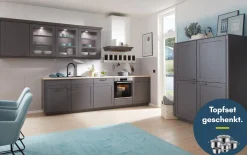 Einbauküche Nordina, schiefergrau, inkl. Bosch Elektrogeräte