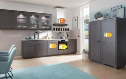 Einbauküche Nordina, schiefergrau, inkl. Bosch Elektrogeräte