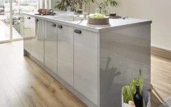 Einbauküche Perfect Brillant, perlgrau, inkl. AEG Elektrogeräte