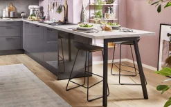 Einbauküche Perfect Brillant, perlgrau, inkl. Miele Elektrogeräte