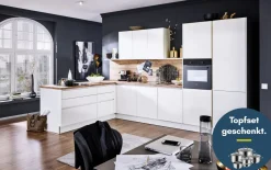 Einbauküche Perfect Brillant, weiß, inkl. Siemens Elektrogeräten