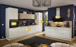Einbauküche Perfect brillant, weiß/kaschmir farbend, inkl. Privileg Elektrogeräte