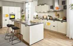 Einbauküche Ravenna, creme magnolie, inkl. AEG Elektrogeräte