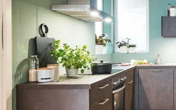 Einbauküche Riva, Beton Terragrau Nachbildung, inkl. Privileg Elektrogeräte