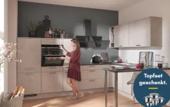 Einbauküche Riva, weißbeton, inkl. Elektrogeräte