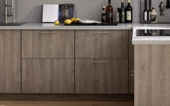 Einbauküche Rosian/Lenzen, Eiche Bergamo Nachbildung/seidengrau, inkl. Siemens Elektrogeräte