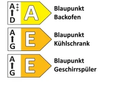 Einbauküche Scala/Calgary, amarant/Samteiche schwarz Nachbildung, inkl. Blaupunkt Elektrogeräte