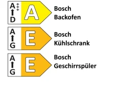 Einbauküche Stadum/Torna, schwarz/Nussbaum Nachbildung, inkl. Bosch Elektrogeräte