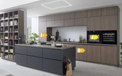 Einbauküche Stadum/Torna, schwarz/Nussbaum Nachbildung, inkl. Bosch Elektrogeräte