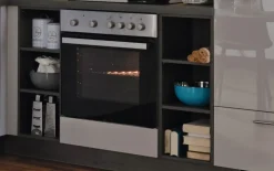Einbauküche Stana, hellgrau Hochglanz, inkl. Elektrogeräte