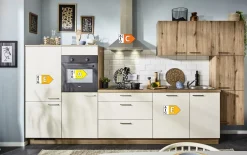Einbauküche Stana/Plamos, magnolia Hochglanz, inkl. Elektrogeräte