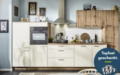 Einbauküche Stana/Plamos, magnolia Hochglanz, inkl. Elektrogeräte