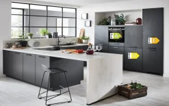 Einbauküche Structura, betongrau, inkl. Miele Elektrogeräte