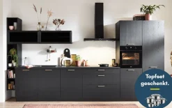 Einbauküche Structura, Eiche Nero Nachbildung, inkl. Elektrogeräte