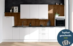 Einbauküche Top Soft, kristallweiß, inkl. Blaupunkt Elektrogeräte