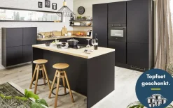 Einbauküche Top soft, schwarz, inkl. AEG Elektrogeräte