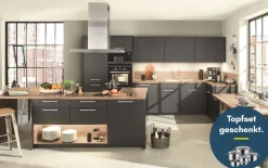 Einbauküche Torna, schwarz supermatt, inkl. Bosch Elektrogeräte
