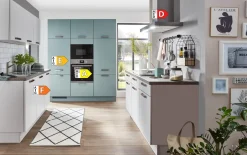 Einbauküche Torna, seidengrau, inkl. Siemens Elektrogeräte