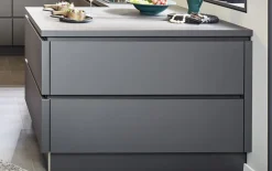 Einbauküche Uno/Bali, perlgrau/Nussbaum Nachbildung, inkl. AEG Elektrogeräte