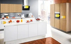 Einbauküche Uno/Toronto, weiß/Alteiche natur Nachbildung, inkl. Siemens Elektrogeräte
