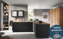 Einbauküche Uno/Walden, schwarz/Eiche wild Nachbildung, inkl. Bosch Elektrogeräte