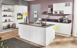 Einbauküche Uno, weiß fein strukturiert, inkl. Miele Elektrogeräte